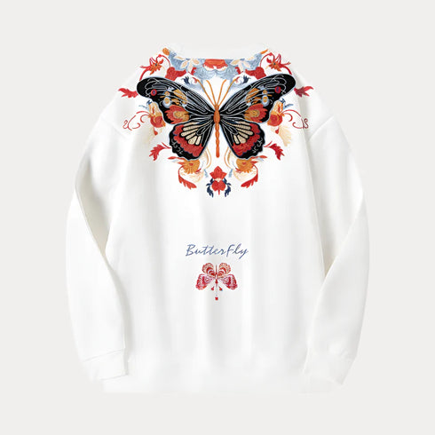 Butterfly embroidered Harajuku sweatshirt with animal-inspired pattern, perfect for spring and autumn wardrobe.
